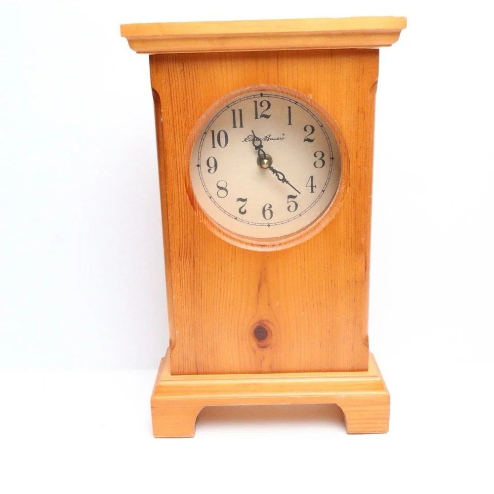 VTG Eddie Bauer Ski Snow Snowboard Lodge Cabin Mantle Clock Wood Untested